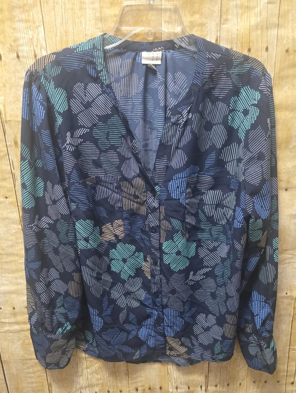 A New Day | Women's | Navy | Floral Print | V-Neck Blouse | Size XXL - Picture 6 of 6
